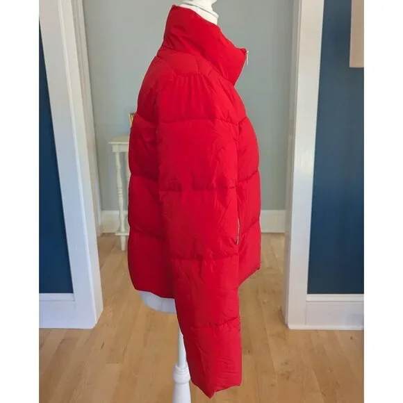 Tommy Hilfiger Tommy Jeans Cropped Women's Red Puffer Jacket Size M - Picture 4 of 15